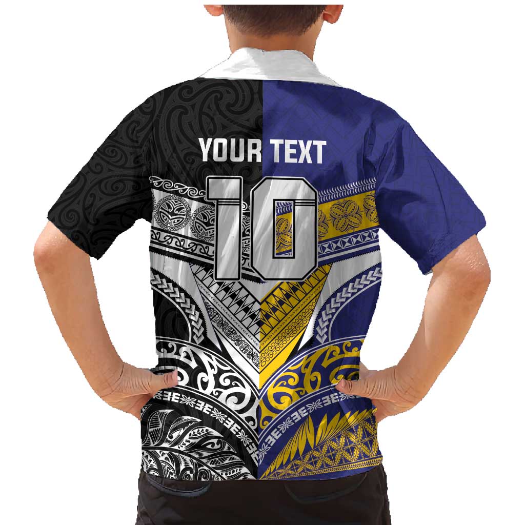 Custom Rugby Niue and Aotearoa Family Matching Mermaid Dress and Hawaiian Shirt Hiapo with Maori Moko Tribal Heritage Tattoos - Polynesian Pride