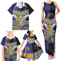 Custom Rugby Niue and Aotearoa Family Matching Tank Maxi Dress and Hawaiian Shirt Hiapo with Maori Moko Tribal Heritage Tattoos - Polynesian Pride