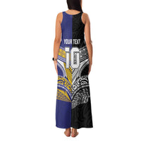 Custom Rugby Niue and Aotearoa Family Matching Tank Maxi Dress and Hawaiian Shirt Hiapo with Maori Moko Tribal Heritage Tattoos - Polynesian Pride