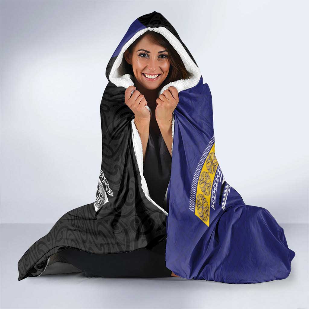 Rugby Niue and Aotearoa Hooded Blanket Hiapo with Maori Moko Tribal Heritage Tattoos LT03 - Polynesian Pride