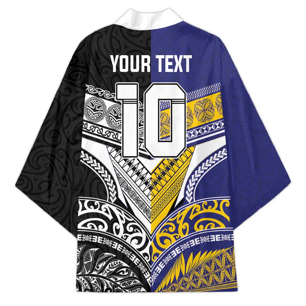 Custom Rugby Niue and Aotearoa Kimono Hiapo with Maori Moko Tribal Heritage Tattoos - Polynesian Pride