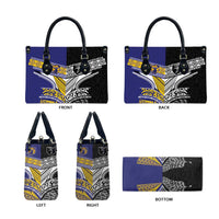 Rugby Niue and Aotearoa Leather Bag Hiapo with Maori Moko Tribal Heritage Tattoos - Polynesian Pride