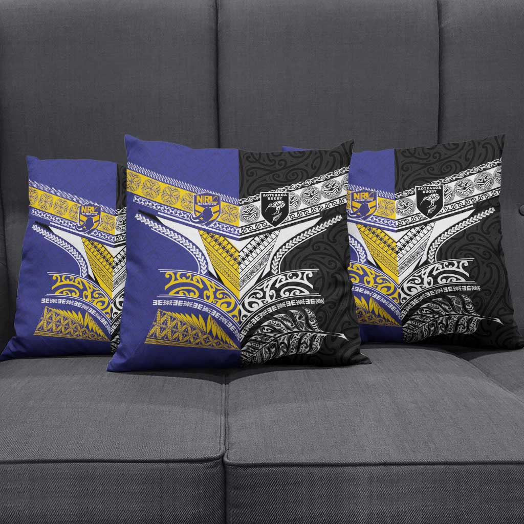 Rugby Niue and Aotearoa Pillow Cover Hiapo with Maori Moko Tribal Heritage Tattoos LT03 - Polynesian Pride