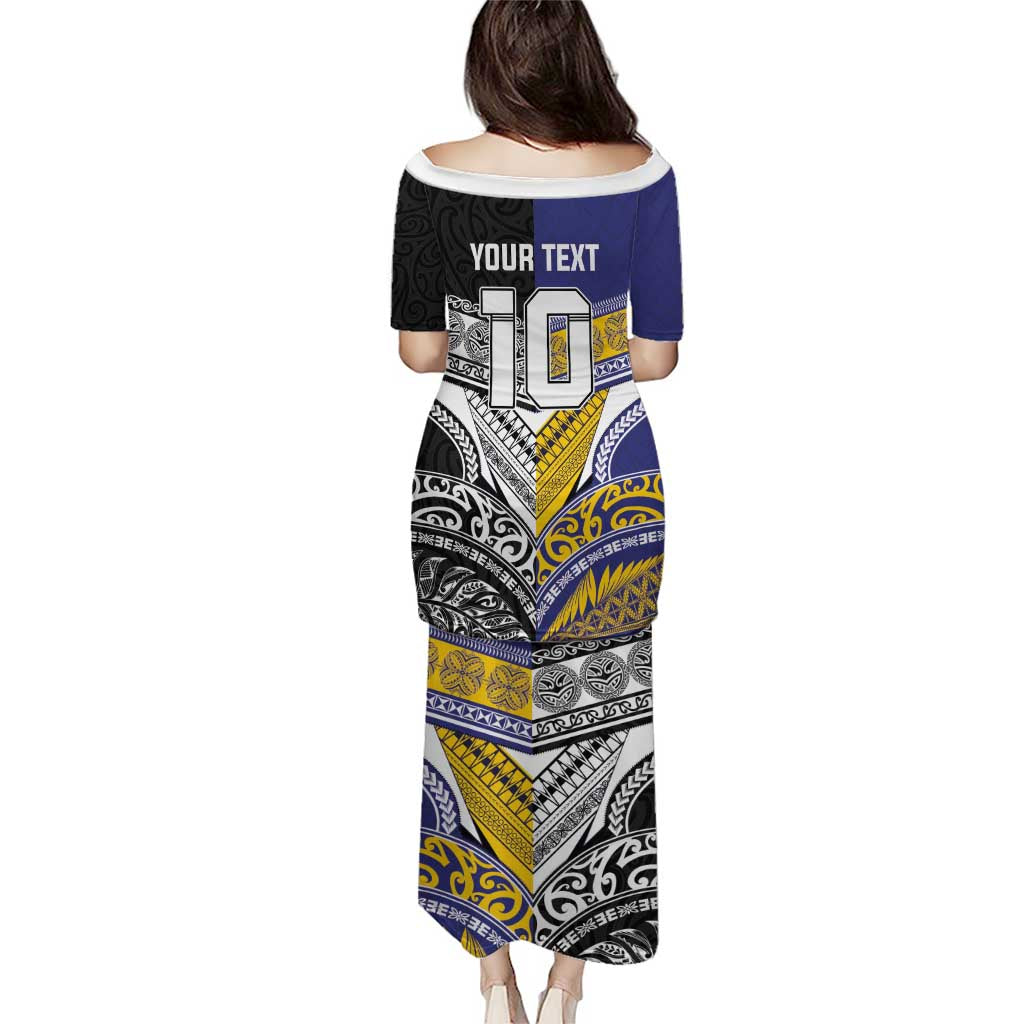 Custom Rugby Niue and Aotearoa Puletasi Hiapo with Maori Moko Tribal Heritage Tattoos LT03 - Polynesian Pride