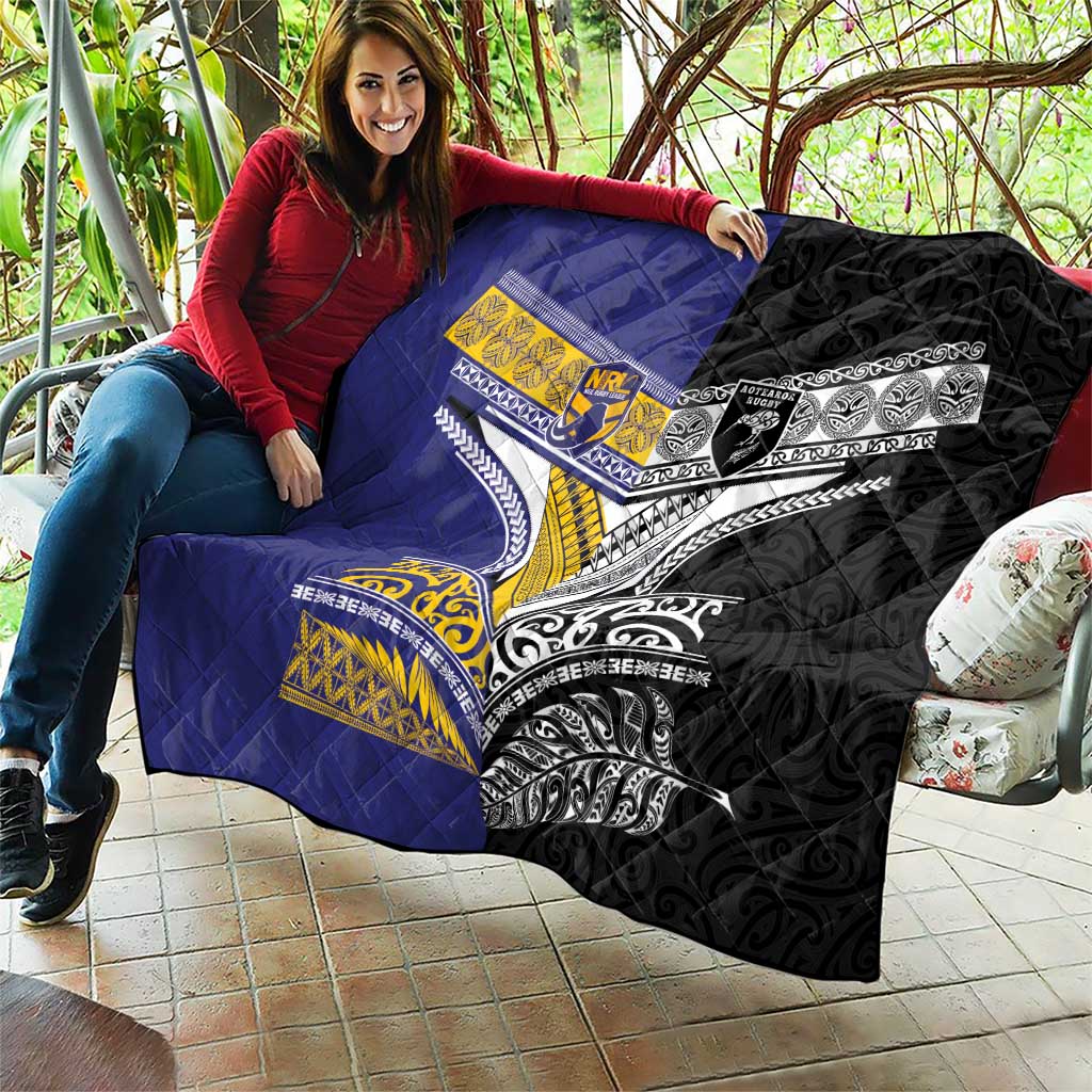 Rugby Niue and Aotearoa Quilt Hiapo with Maori Moko Tribal Heritage Tattoos LT03 - Polynesian Pride