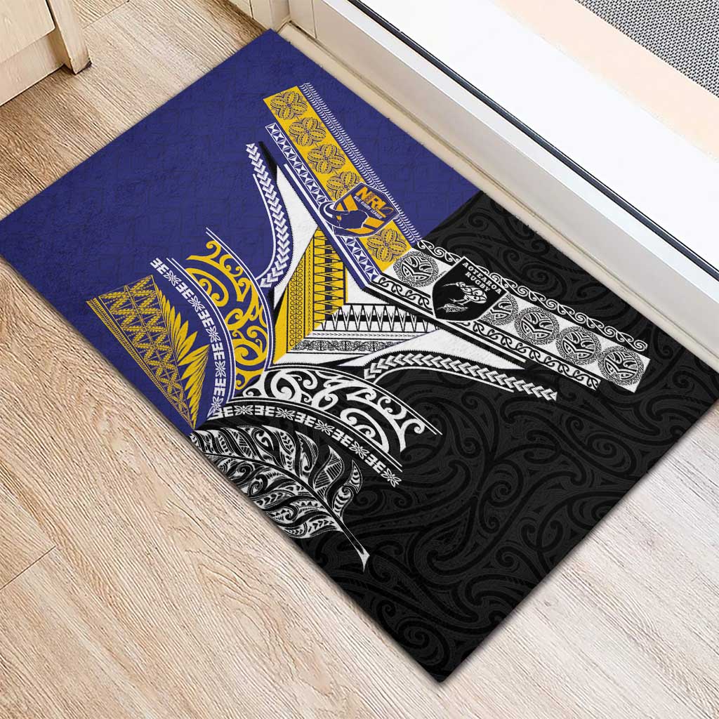 Rugby Niue and Aotearoa Rubber Doormat Hiapo with Maori Moko Tribal Heritage Tattoos LT03 - Polynesian Pride