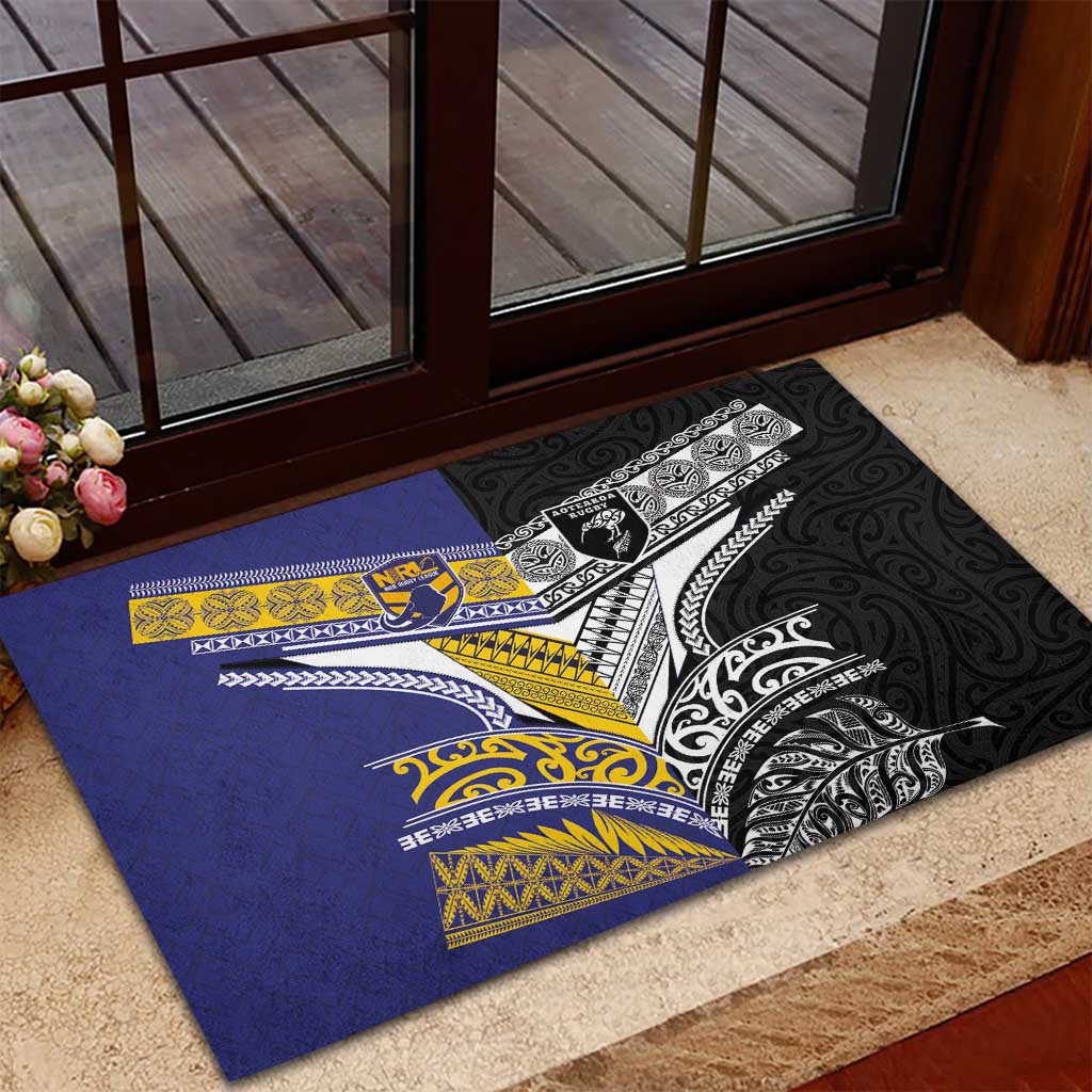 Rugby Niue and Aotearoa Rubber Doormat Hiapo with Maori Moko Tribal Heritage Tattoos LT03 - Polynesian Pride