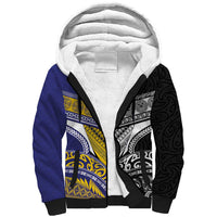 Custom Rugby Niue and Aotearoa Sherpa Hoodie Hiapo with Maori Moko Tribal Heritage Tattoos LT03 Unisex Black - Polynesian Pride