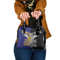 Rugby Niue and Aotearoa Shoulder Handbag Hiapo with Maori Moko Tribal Heritage Tattoos - Polynesian Pride