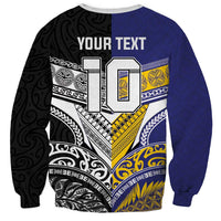 Custom Rugby Niue and Aotearoa Sweatshirt Hiapo with Maori Moko Tribal Heritage Tattoos LT03 - Polynesian Pride
