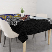 Rugby Niue and Aotearoa Tablecloth Hiapo with Maori Moko Tribal Heritage Tattoos LT03 - Polynesian Pride