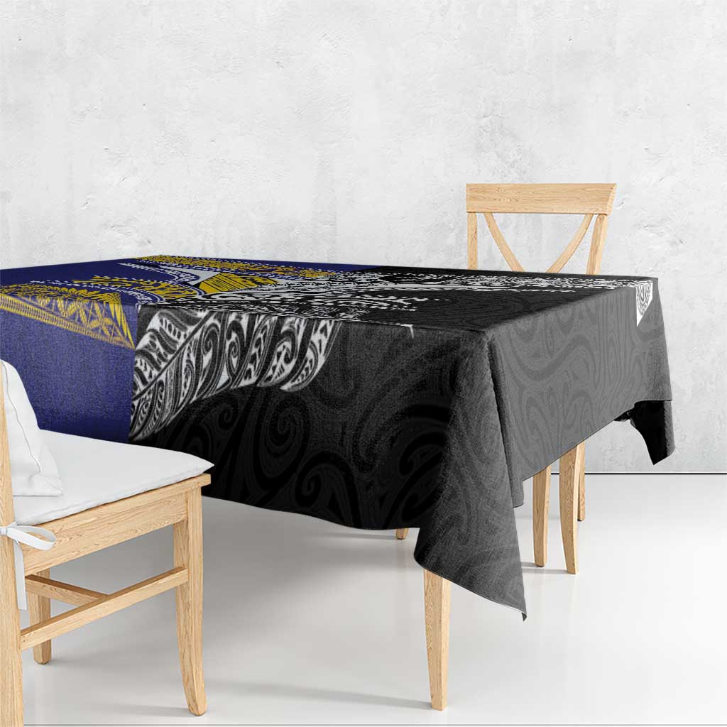 Rugby Niue and Aotearoa Tablecloth Hiapo with Maori Moko Tribal Heritage Tattoos LT03 - Polynesian Pride