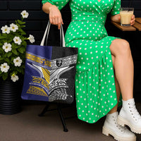 Rugby Niue and Aotearoa Tote Bag Hiapo with Maori Moko Tribal Heritage Tattoos - Polynesian Pride