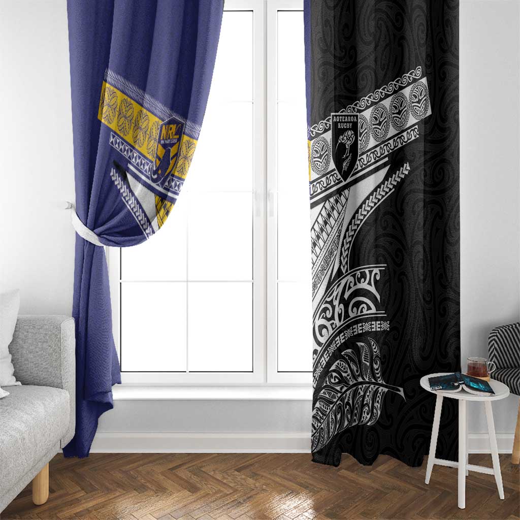 Rugby Niue and Aotearoa Window Curtain Hiapo with Maori Moko Tribal Heritage Tattoos LT03 - Polynesian Pride