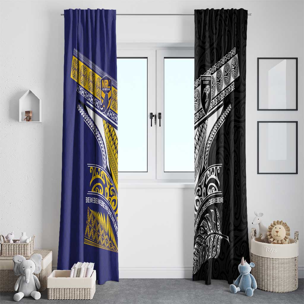 Rugby Niue and Aotearoa Window Curtain Hiapo with Maori Moko Tribal Heritage Tattoos LT03 - Polynesian Pride