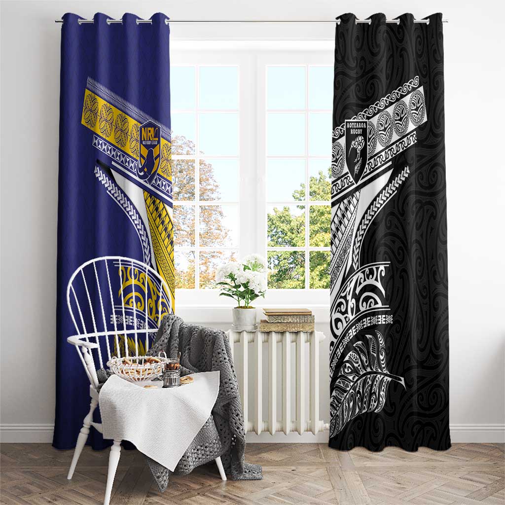 Rugby Niue and Aotearoa Window Curtain Hiapo with Maori Moko Tribal Heritage Tattoos LT03 - Polynesian Pride