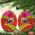 Hawaii Christmas Ceramic Ornament Hula Girl Hibiscus With Hawaiian Style Tribal Fabric Patchwork LT03 Oval Red - Polynesian Pride