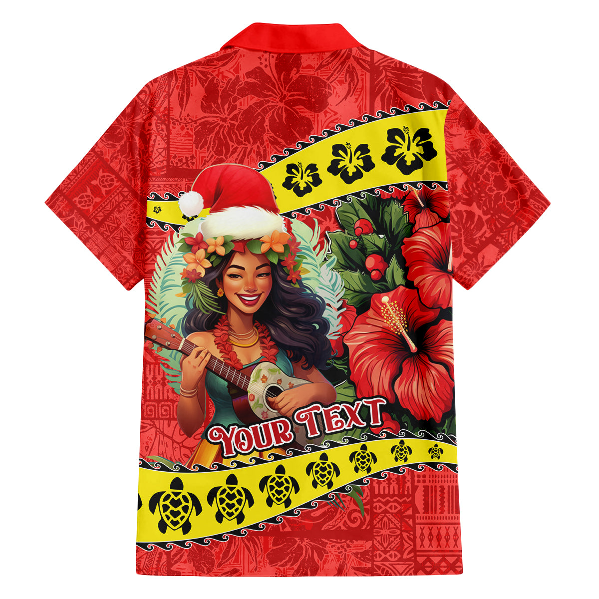 Personalised Hawaii Christmas Family Matching Puletasi Dress and Hawaiian Shirt Hula Girl Hibiscus With Hawaiian Style Tribal Fabric Patchwork LT03 - Polynesian Pride