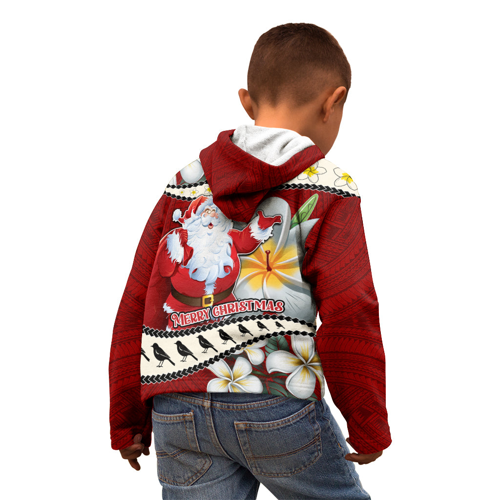Tahiti Christmas Kid Hoodie Tiare Flowers and Pomarea Nigra with Polynesian Pattern LT03 - Polynesian Pride