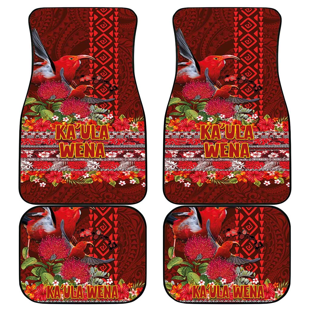 Hawaii KaʻUla Wena ʻIʻiwi Car Mats With Tropical Plants and 'Ohi'a lehua Kakau Art Tattoo