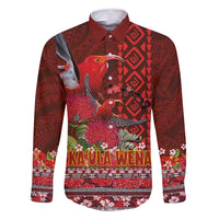 Hawaii KaʻUla Wena ʻIʻiwi Family Matching Mermaid Dress and Hawaiian Shirt With Tropical Plants and 'Ohi'a lehua Kakau Art Tattoo