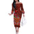 Hawaii KaʻUla Wena ʻIʻiwi Family Matching Off The Shoulder Long Sleeve Dress and Hawaiian Shirt With Tropical Plants and 'Ohi'a lehua Kakau Art Tattoo
