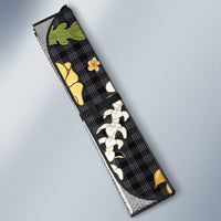 Hawaiian Tropical Plants Lei Auto Sun Shade Kanaka Maoli Tribal with Palaka Motifs - Polynesian Pride