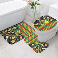 Hawaiian Tropical Plants Lei Bathroom Set Kanaka Maoli Tribal with Palaka Motifs - Polynesian Pride