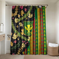Hawaiian Tropical Plants Lei Bathroom Set Kanaka Maoli Tribal with Palaka Motifs - Polynesian Pride
