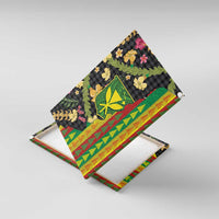 Hawaiian Tropical Plants Lei Canvas Wall Art Kanaka Maoli Tribal with Palaka Motifs - Polynesian Pride