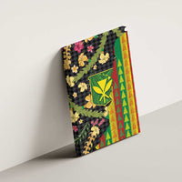 Hawaiian Tropical Plants Lei Canvas Wall Art Kanaka Maoli Tribal with Palaka Motifs - Polynesian Pride