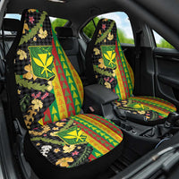 Hawaiian Tropical Plants Lei Car Seat Cover Kanaka Maoli Tribal with Palaka Motifs - Polynesian Pride