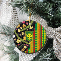 Hawaiian Tropical Plants Lei Ceramic Ornament Kanaka Maoli Tribal with Palaka Motifs - Polynesian Pride