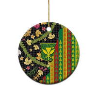 Hawaiian Tropical Plants Lei Ceramic Ornament Kanaka Maoli Tribal with Palaka Motifs - Polynesian Pride