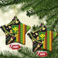 Hawaiian Tropical Plants Lei Ceramic Ornament Kanaka Maoli Tribal with Palaka Motifs - Polynesian Pride