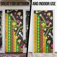 Hawaiian Tropical Plants Lei Door Cover Kanaka Maoli Tribal with Palaka Motifs - Polynesian Pride