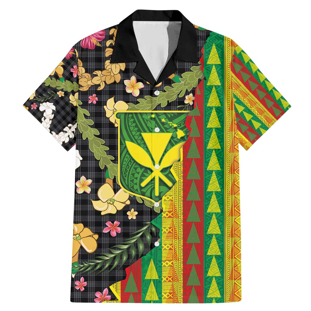 Hawaiian Tropical Plants Lei Family Matching Mermaid Dress and Hawaiian Shirt Kanaka Maoli Tribal with Palaka Motifs - Polynesian Pride