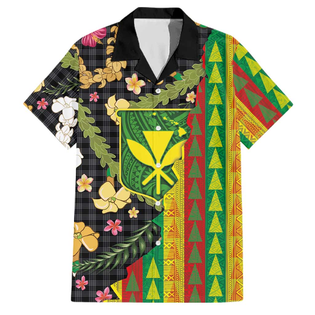 Hawaiian Tropical Plants Lei Family Matching Puletasi and Hawaiian Shirt Kanaka Maoli Tribal with Palaka Motifs LT03 Dad's Shirt - Short Sleeve Multicolor - Polynesian Pride
