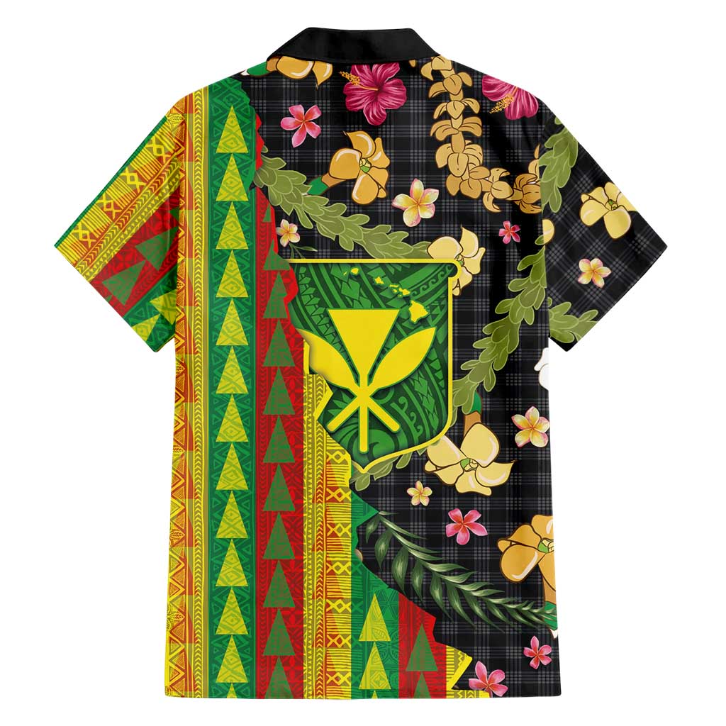 Hawaiian Tropical Plants Lei Family Matching Puletasi and Hawaiian Shirt Kanaka Maoli Tribal with Palaka Motifs LT03 - Polynesian Pride