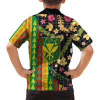 Hawaiian Tropical Plants Lei Kid Hawaiian Shirt Kanaka Maoli Tribal with Palaka Motifs LT03 - Polynesian Pride