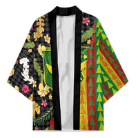 Hawaiian Tropical Plants Lei Kimono Kanaka Maoli Tribal with Palaka Motifs - Polynesian Pride