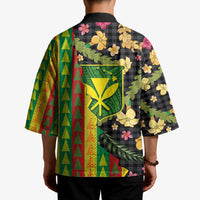 Hawaiian Tropical Plants Lei Kimono Kanaka Maoli Tribal with Palaka Motifs - Polynesian Pride