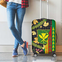 Hawaiian Tropical Plants Lei Luggage Cover Kanaka Maoli Tribal with Palaka Motifs - Polynesian Pride