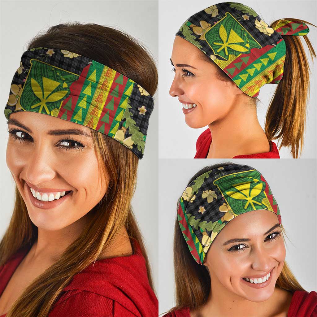 Hawaiian Tropical Plants Lei Neck Gaiter Kanaka Maoli Tribal with Palaka Motifs - Polynesian Pride