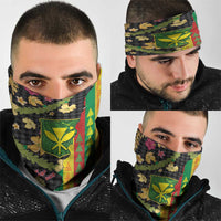 Hawaiian Tropical Plants Lei Neck Gaiter Kanaka Maoli Tribal with Palaka Motifs - Polynesian Pride