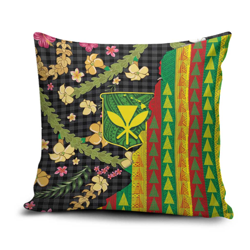 Hawaiian Tropical Plants Lei Pillow Cover Kanaka Maoli Tribal with Palaka Motifs - Polynesian Pride