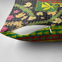 Hawaiian Tropical Plants Lei Pillow Cover Kanaka Maoli Tribal with Palaka Motifs - Polynesian Pride