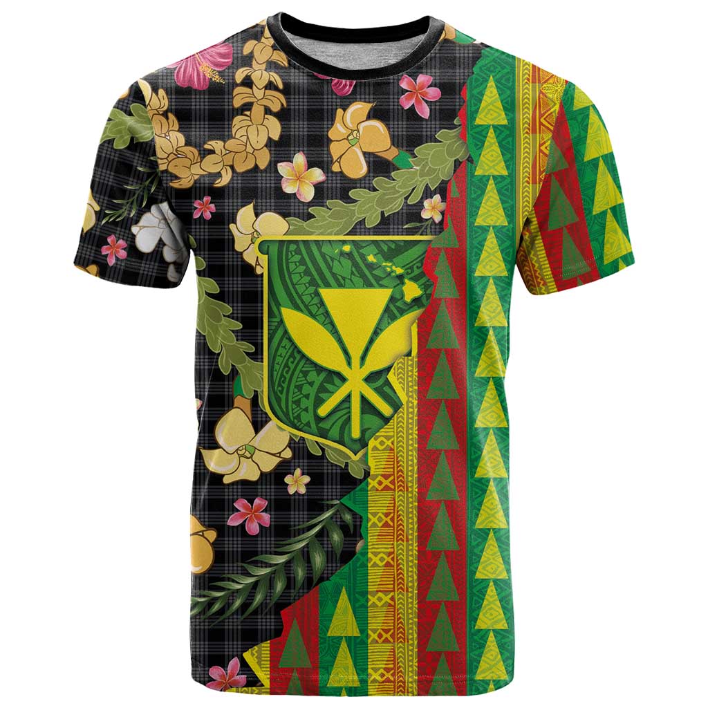 Hawaiian Tropical Plants Lei T Shirt Kanaka Maoli Tribal with Palaka Motifs - Polynesian Pride