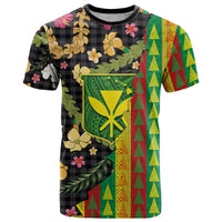 Hawaiian Tropical Plants Lei T Shirt Kanaka Maoli Tribal with Palaka Motifs - Polynesian Pride