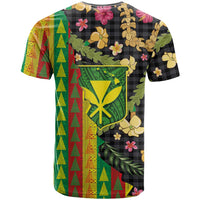 Hawaiian Tropical Plants Lei T Shirt Kanaka Maoli Tribal with Palaka Motifs - Polynesian Pride